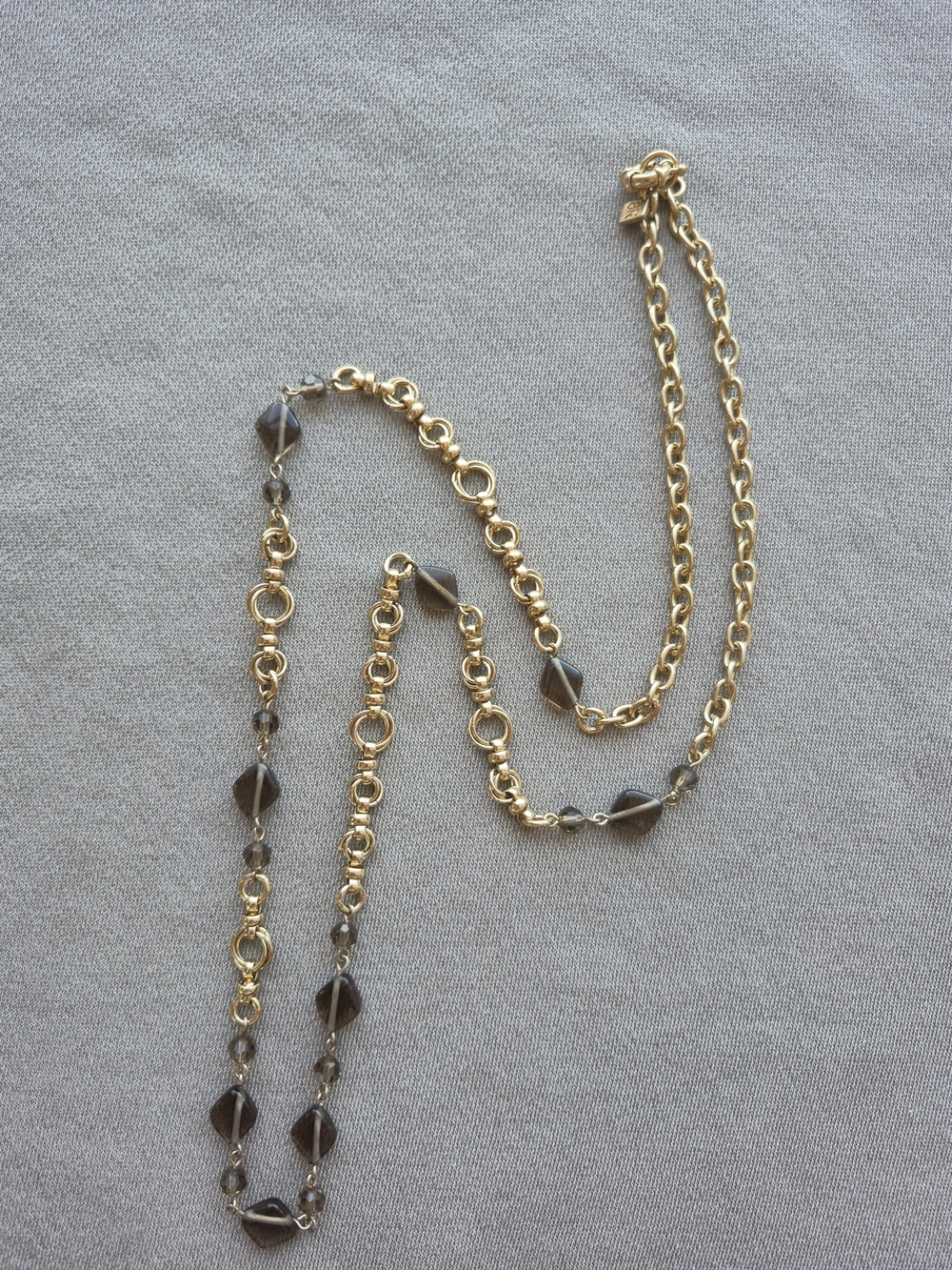 Banana Republic Gold-Tone Necklace with Smoky Gray Beads